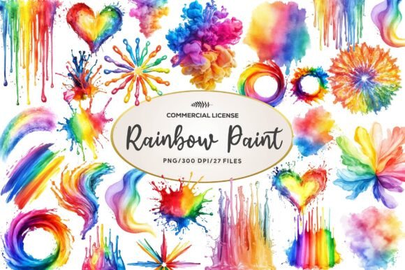 Download Watercolor Rainbow Paint Splash Clipart - Paint Collection