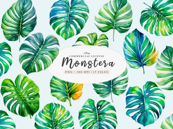 Download Greenery Monstera Leaves Clipart - Greenery Collection